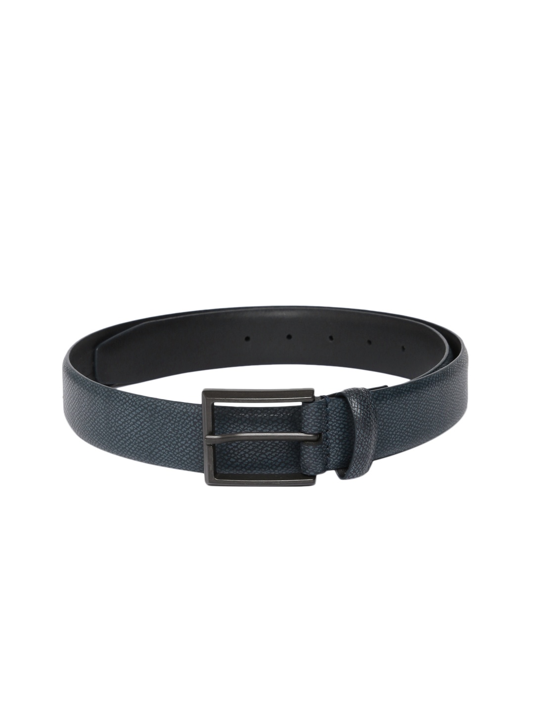 

Louis Philippe Men Navy Blue Textured Leather Belt