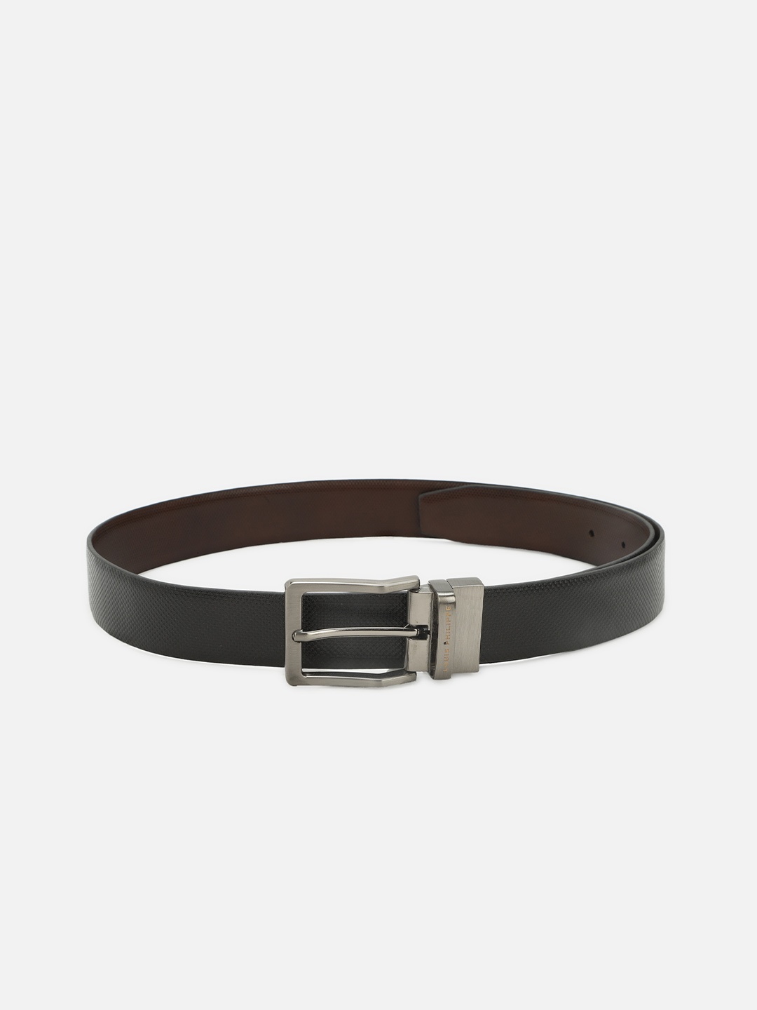 

Louis Philippe Men Black Textured Leather Reversible Belt