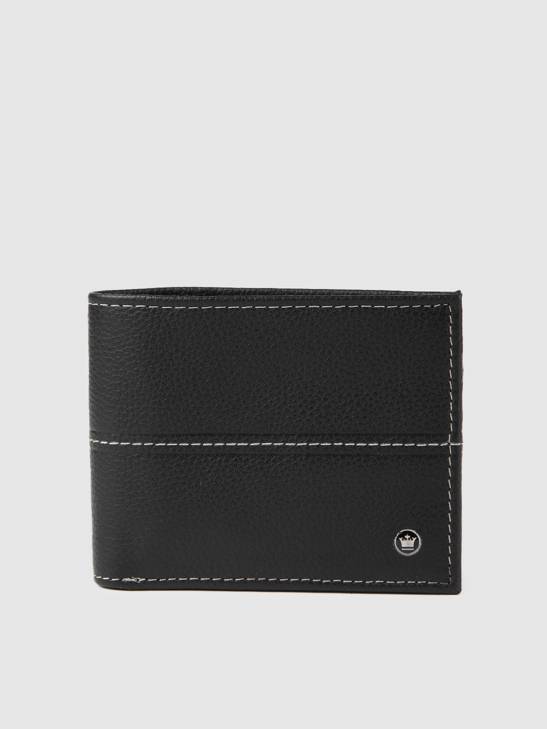 

Louis Philippe Men Black Solid Two Fold Leather Wallet