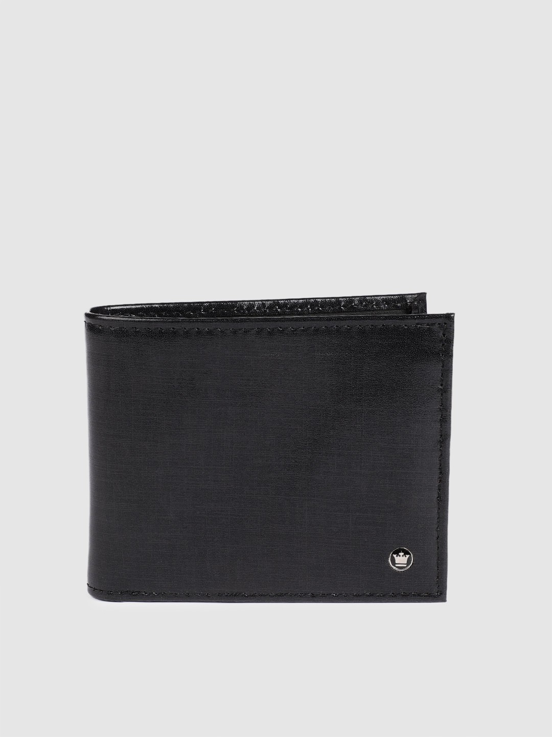 

Louis Philippe Men Black Solid Two Fold Leather Wallet