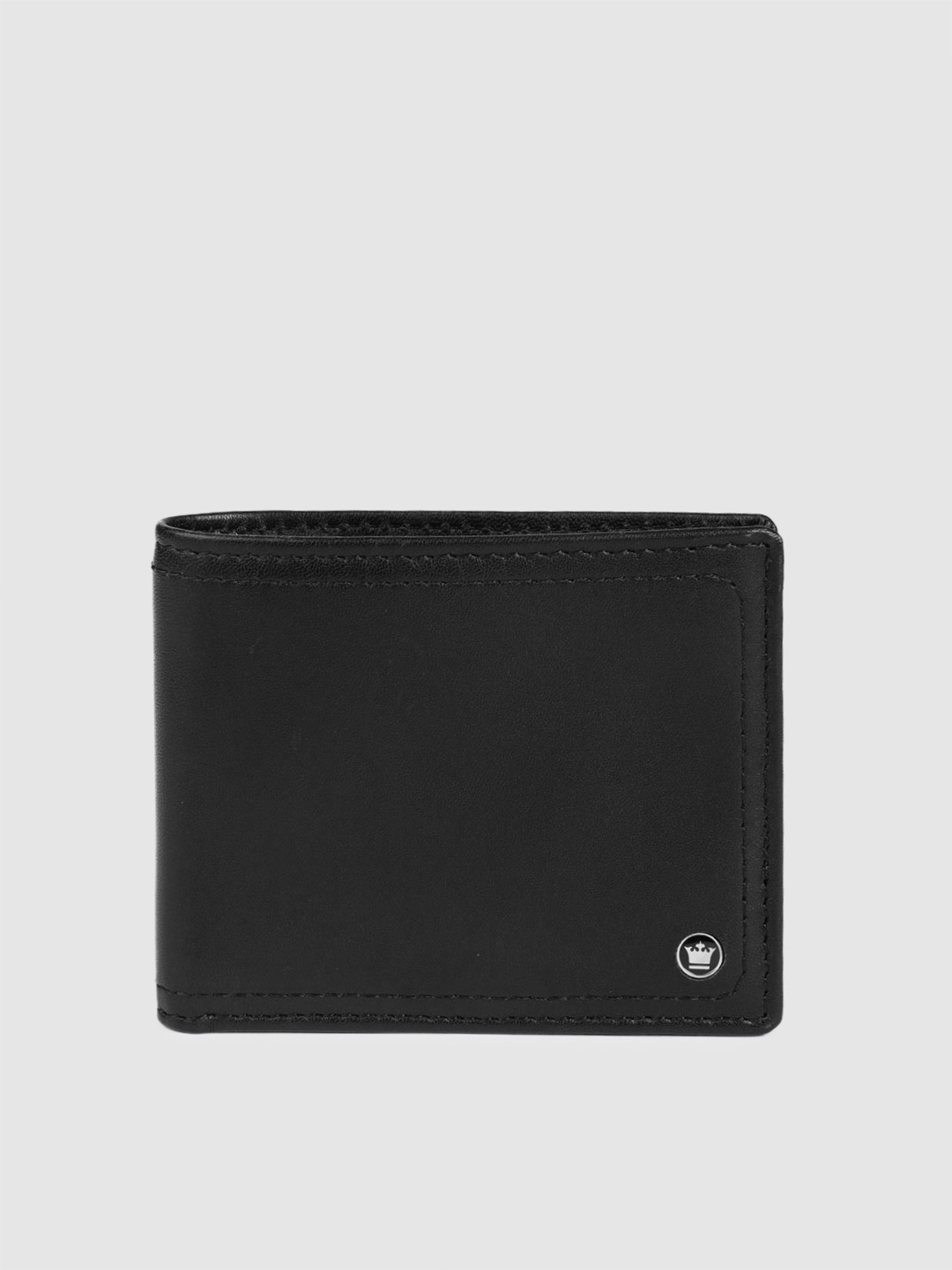 

Louis Philippe Men Black Solid Two Fold Leather Wallet