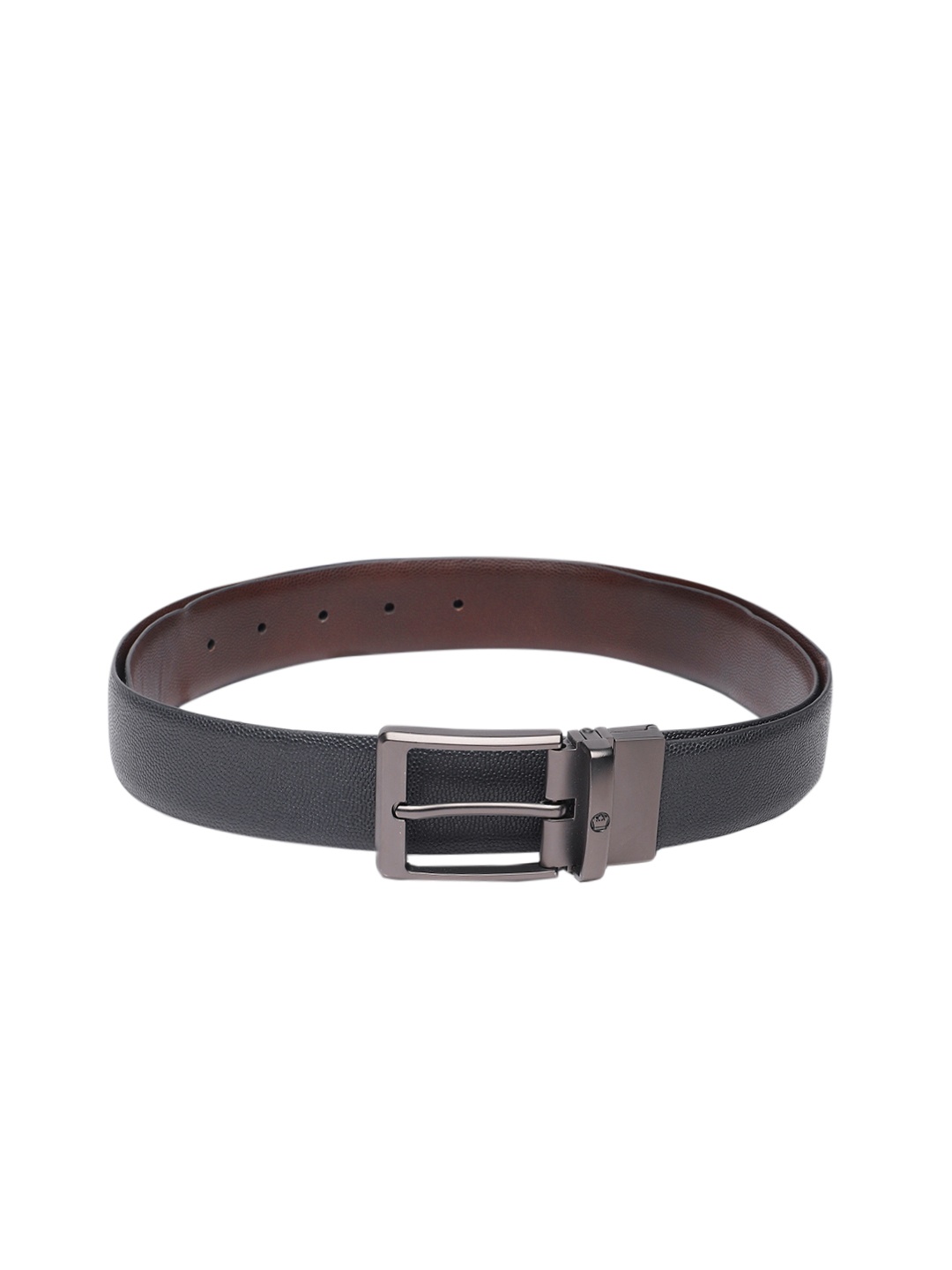 

Louis Philippe Men Textured Reversible Leather Belt, Black