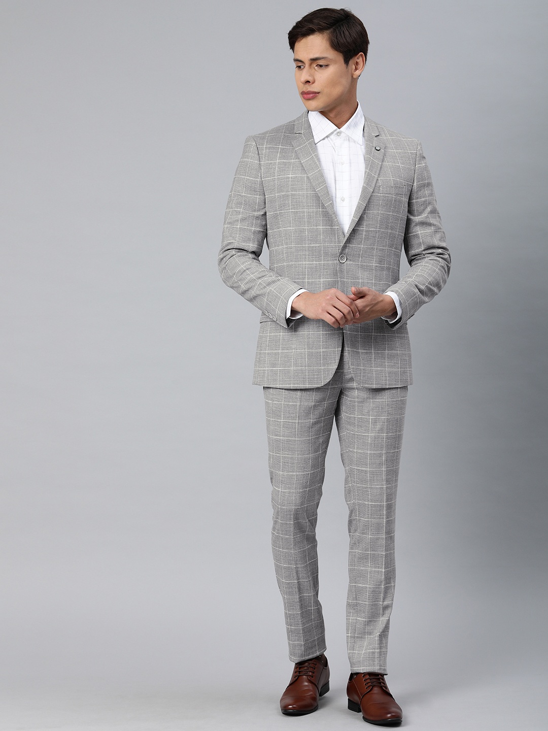 

Arrow New York Men Grey Solid Single-Breasted Formal Suit