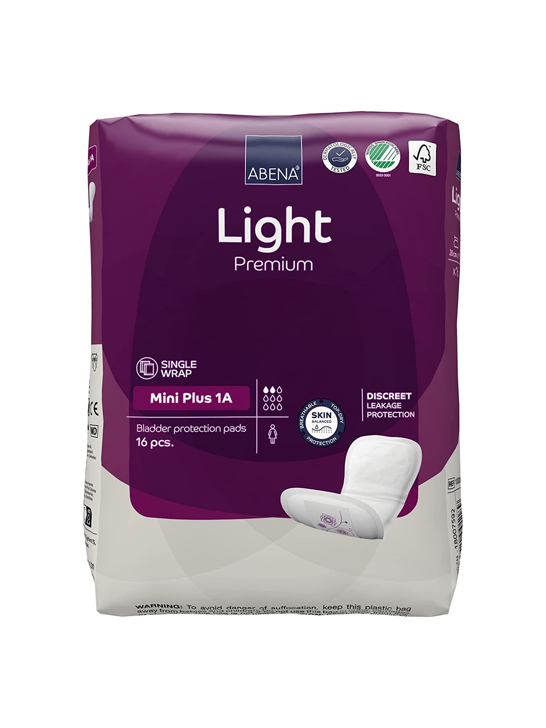 

Abena Light Mini Plus 1A Sanitary Pads - 16 pcs, White