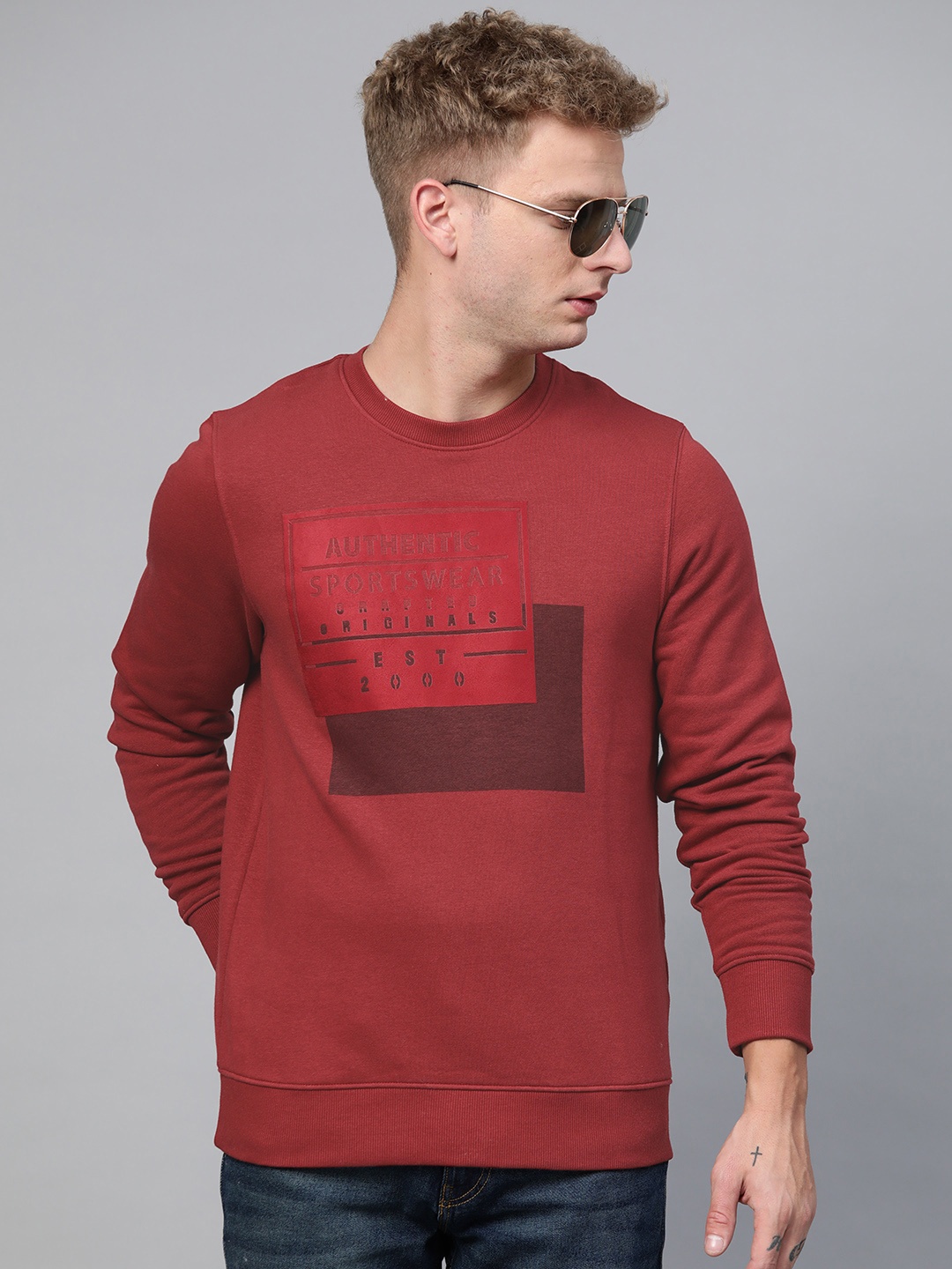 

Indian Terrain Men Red Typography Printed Sweatshirt