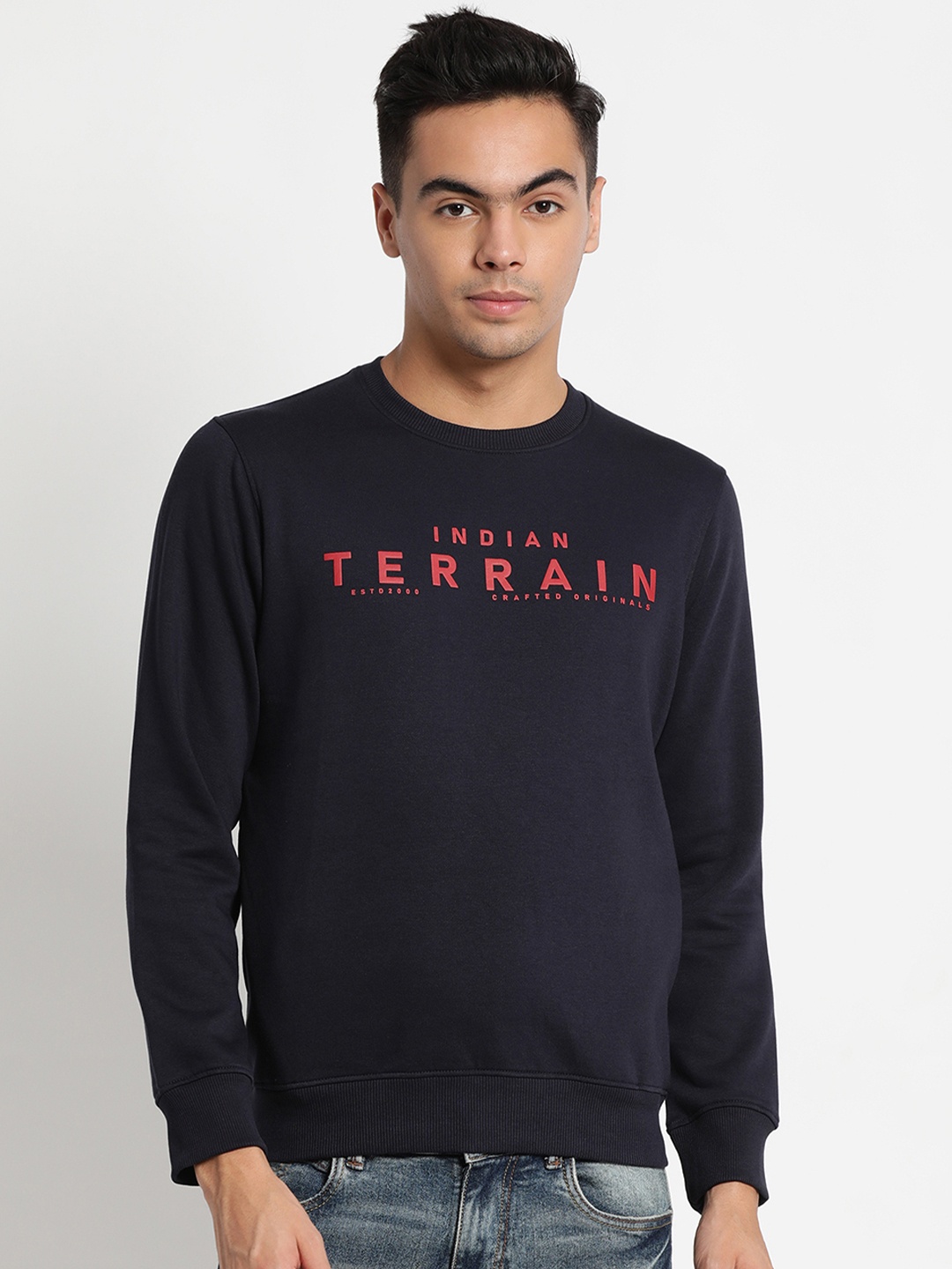 

Indian Terrain Men Navy Blue Printed Sweatshirt