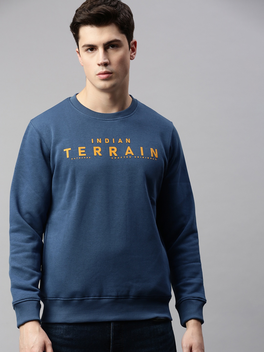

Indian Terrain Men Blue Printed Sweatshirt