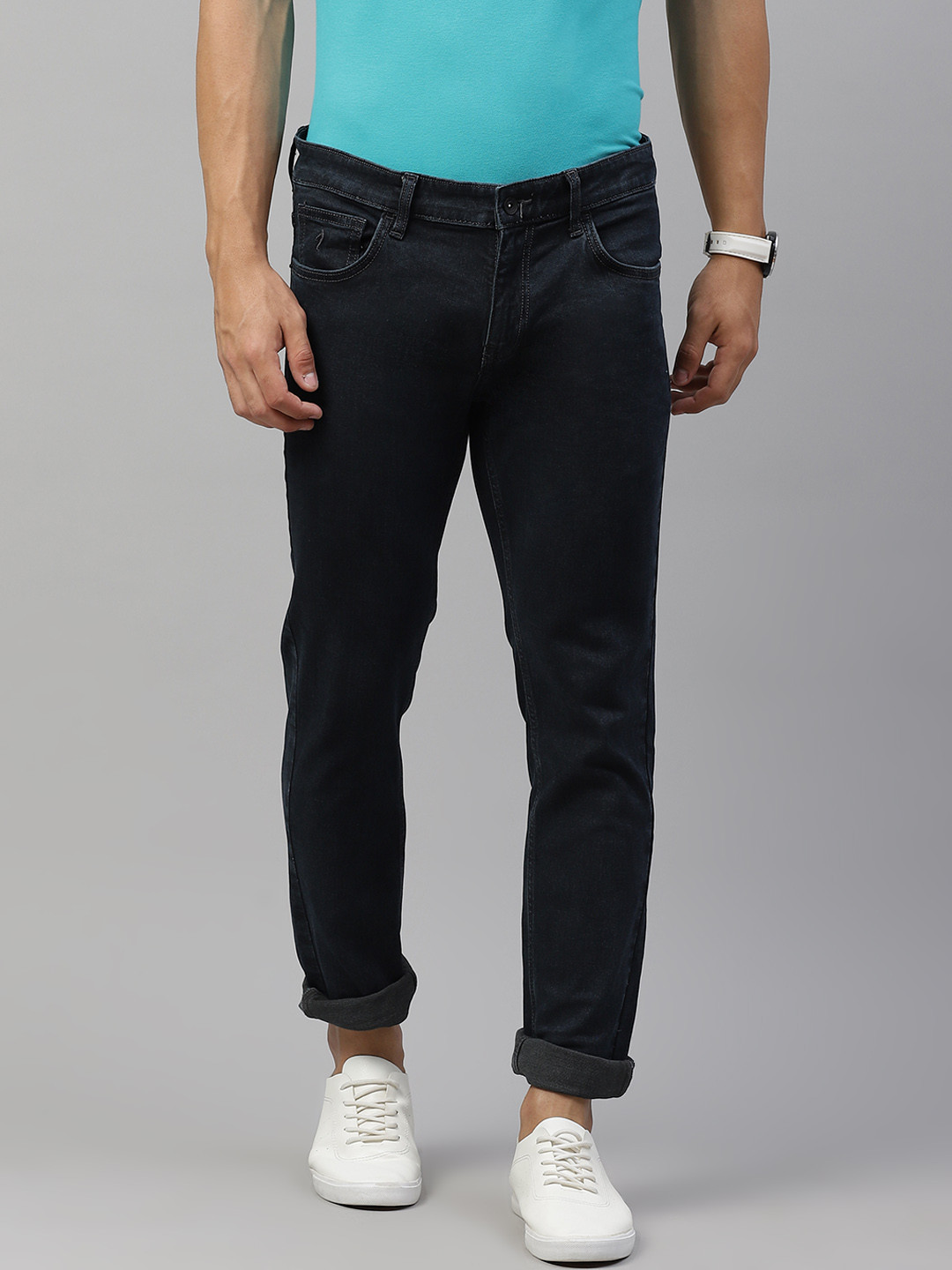 

Indian Terrain Men Navy Blue Solid Slim Fit Stretchable Jeans