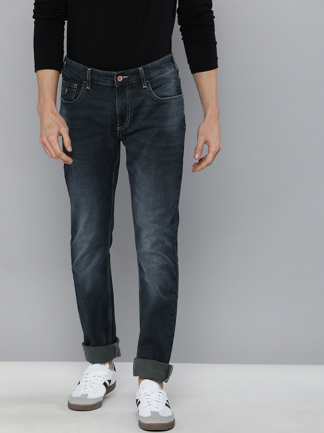 

Indian Terrain Men Navy Blue Slim Fit Mid-Rise Clean Look Stretchable Jeans