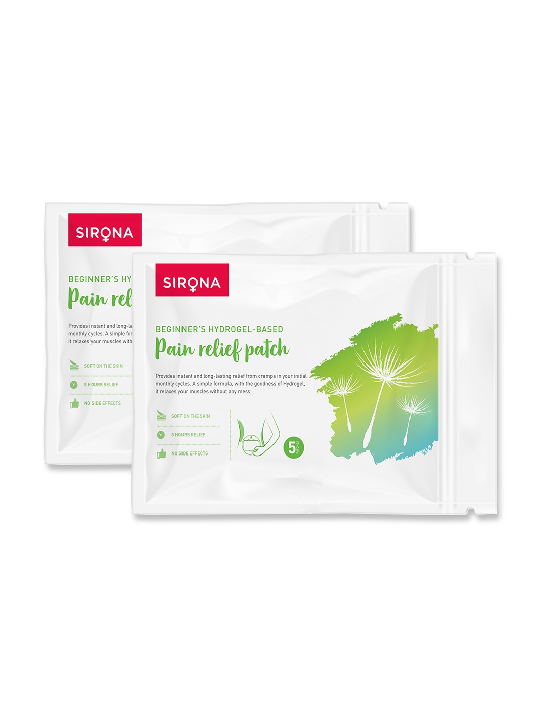 

Sirona Pack of 2 Pain Relief Patches with Hydrogel Properties 5 Patches each, White