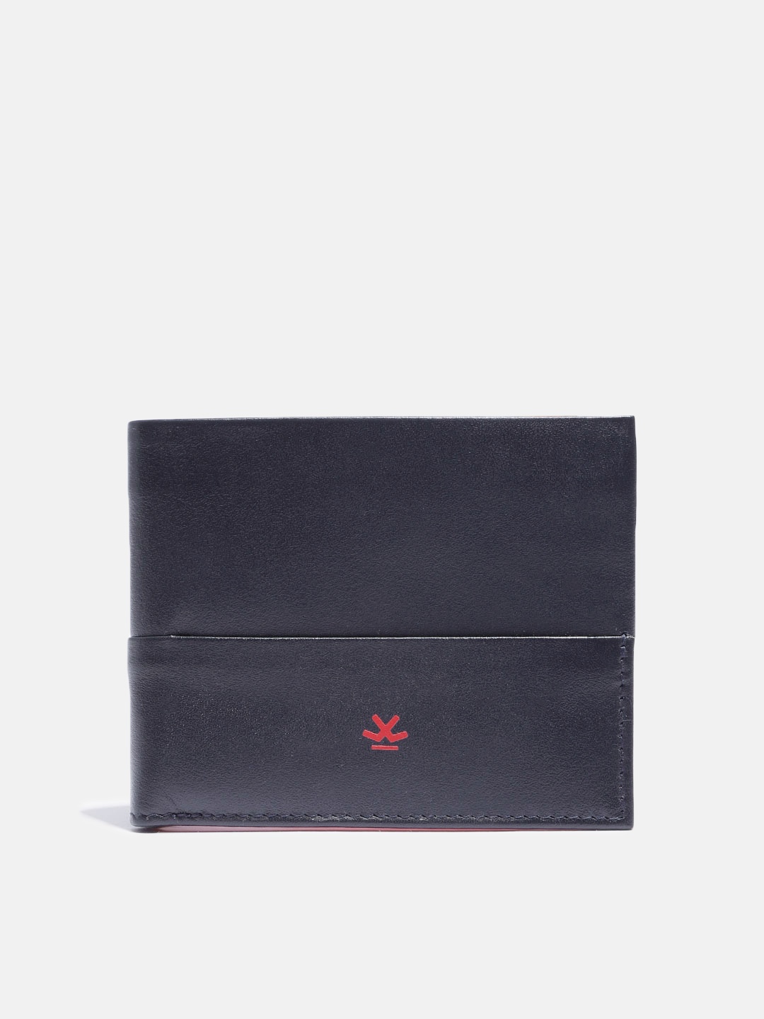 

WROGN Men Navy Blue Solid Two Fold Leather Wallet