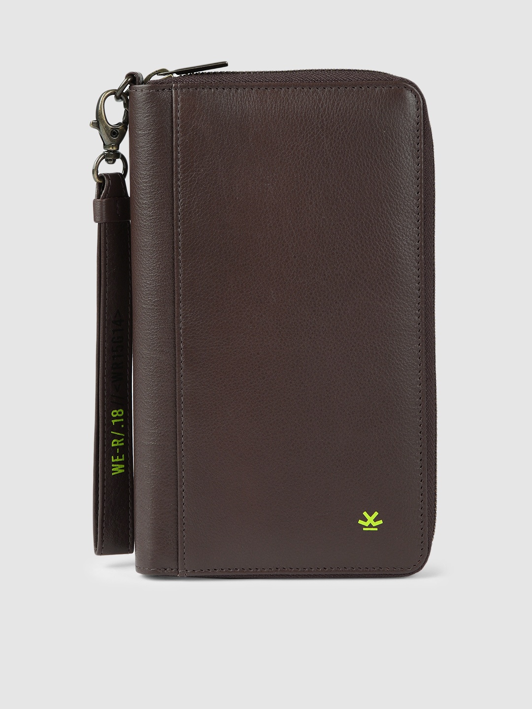 

WROGN Men Brown Solid Leather Passport Holder