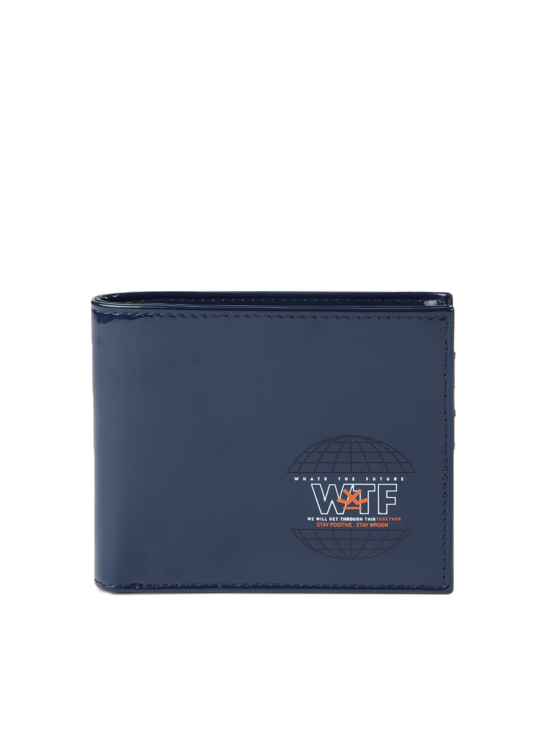 

WROGN Men Navy Blue Solid Two Fold Wallet