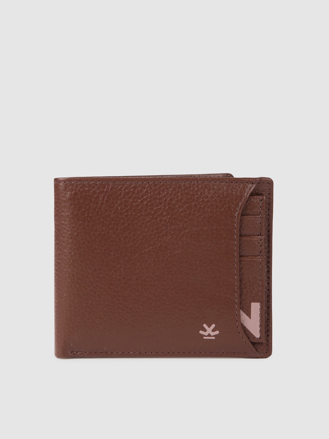 

WROGN Men Brown Textured Leather Two Fold Wallet