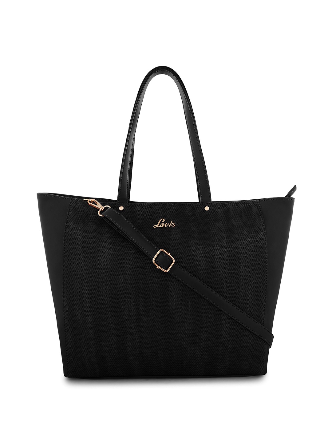 

Lavie Black Textured Tote Bag