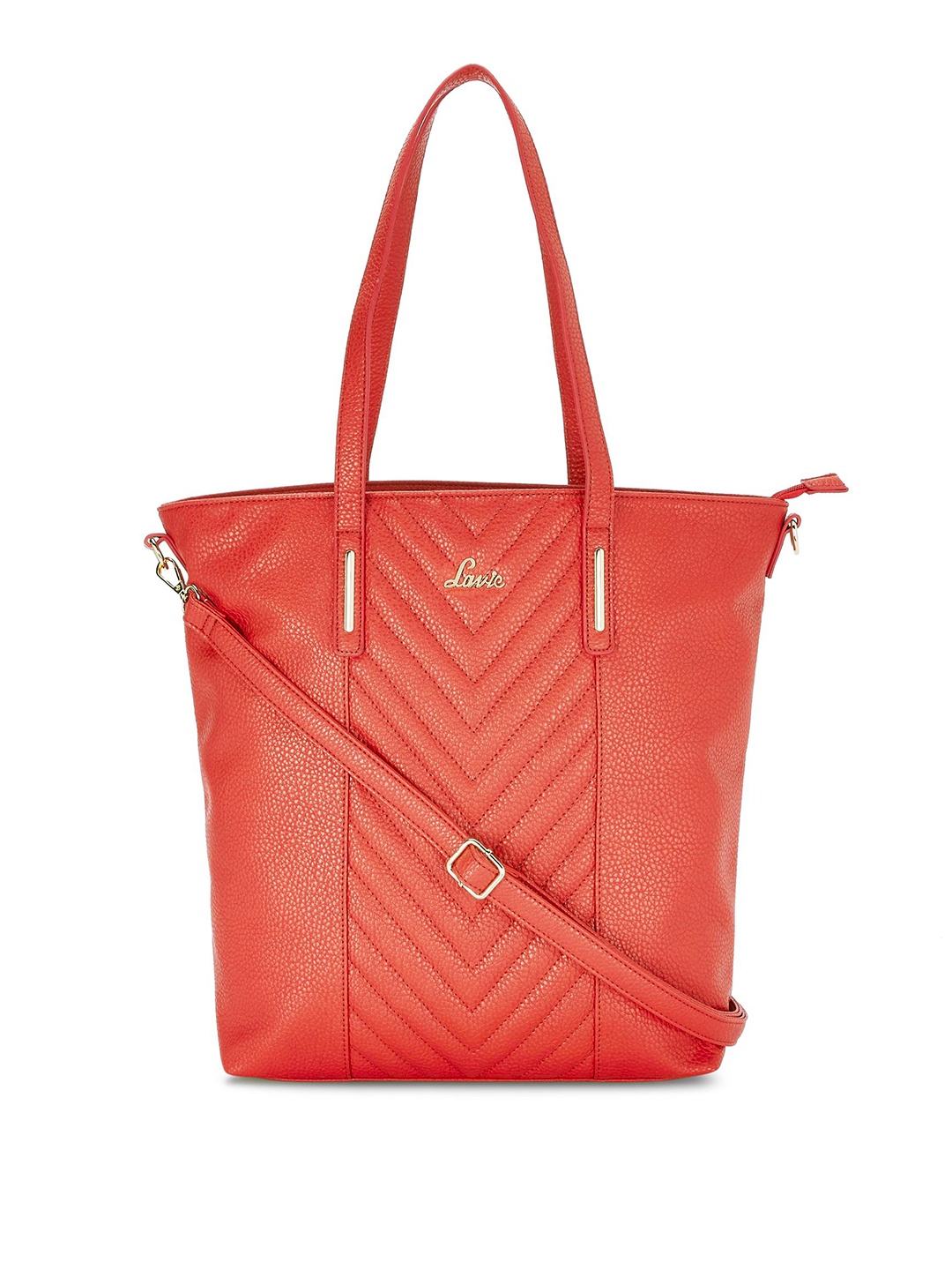 

Lavie Hearty Women Red Textured Tote bag