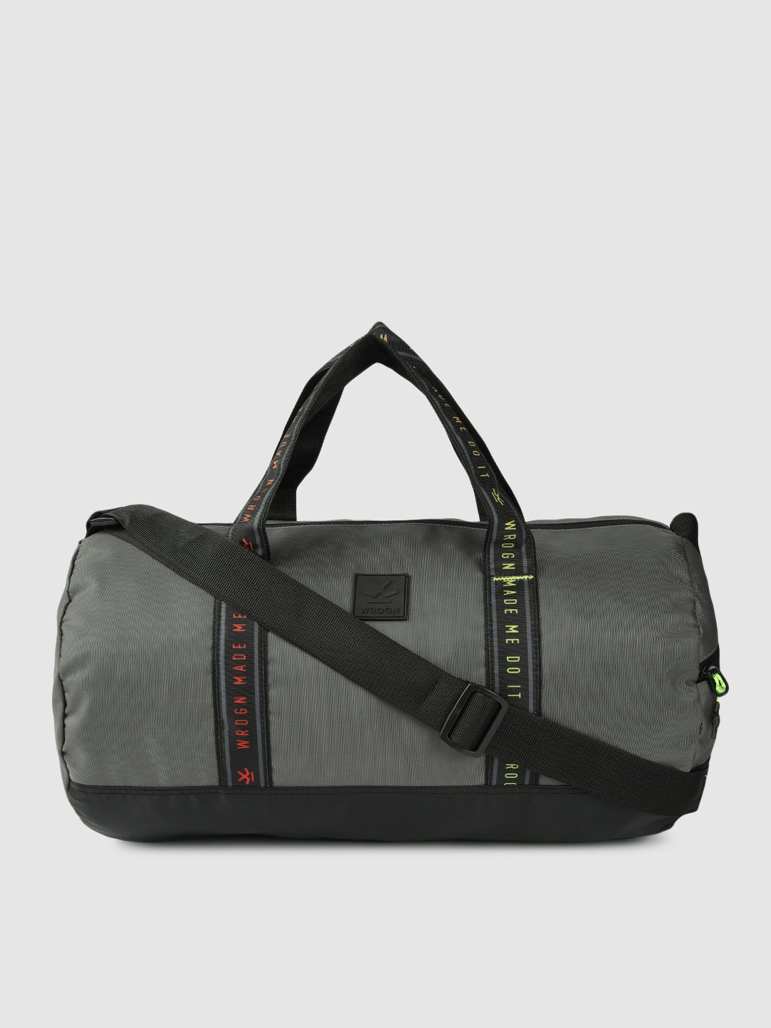 

WROGN Unisex Grey Solid Basic Strap Duffel Bag