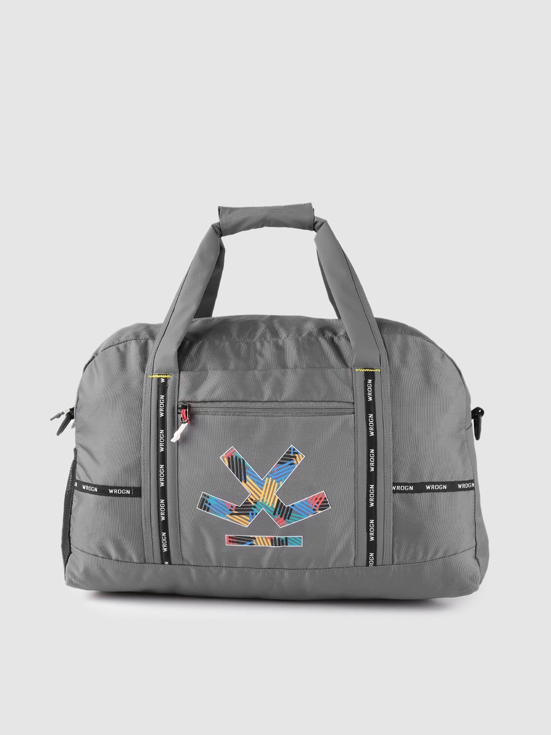 

WROGN Unisex Grey Printed Duffel Bag