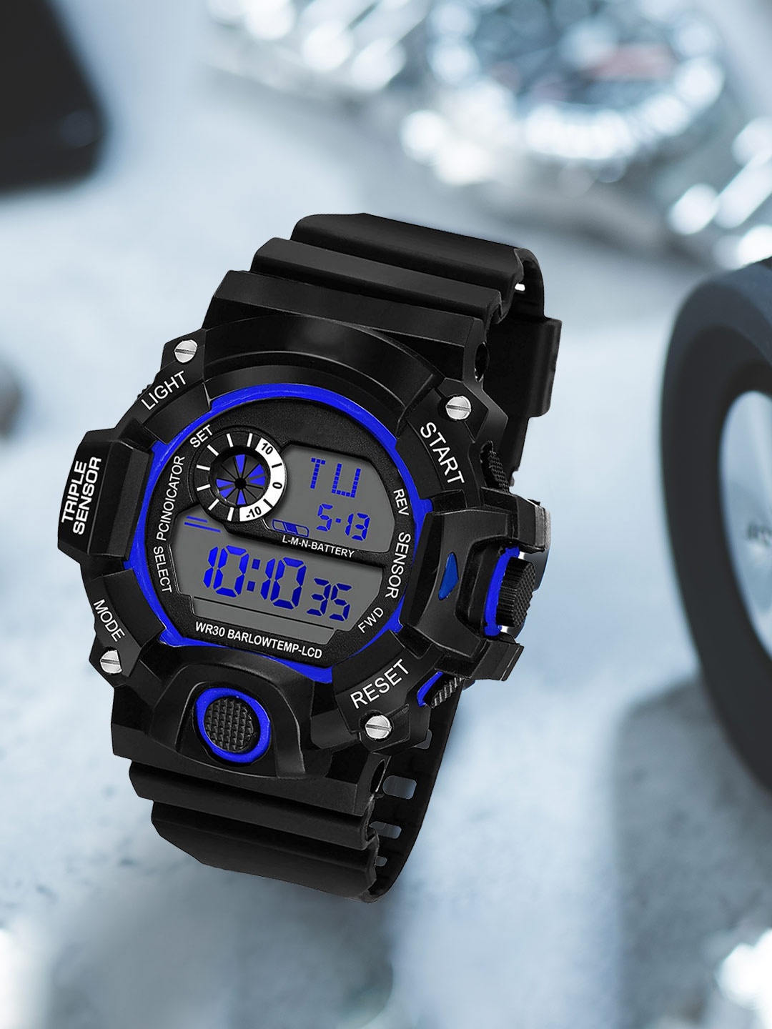 

SWADESI STUFF Boys Black & Blue Digital Watch