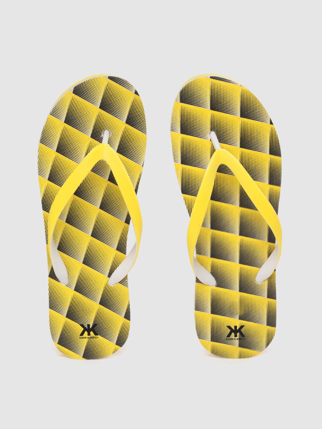 

Kook N Keech Women Yellow & Black Geometric Print Thong Flip-Flops