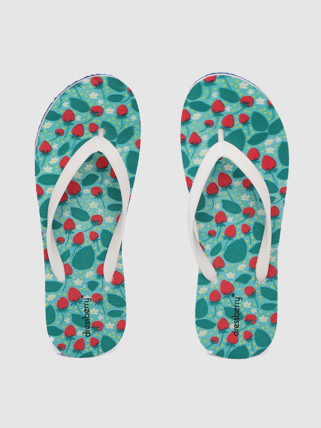 

DressBerry Women White & Green Strawberry Print Thong Flip-Flops