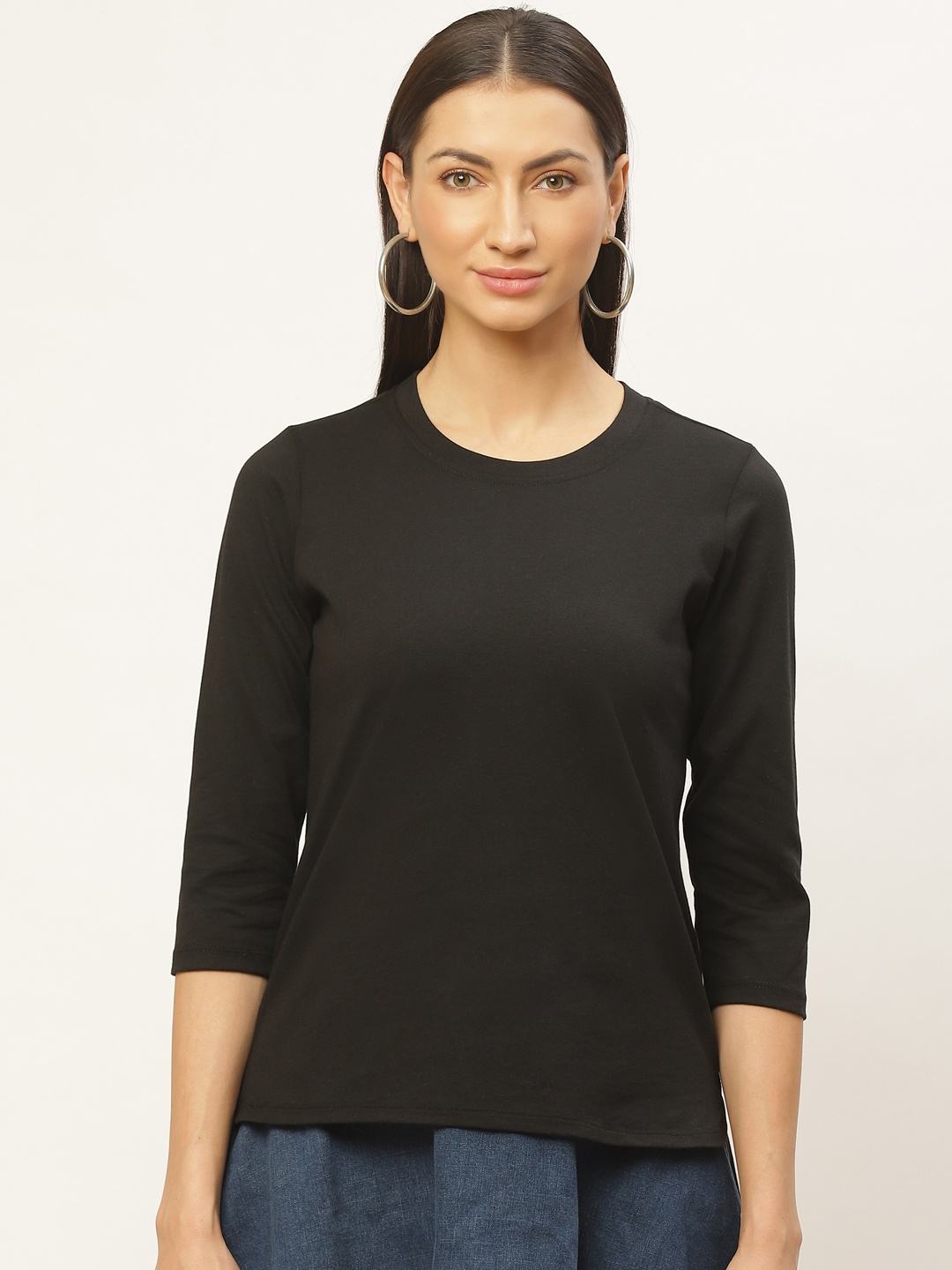 

Rute Women Black Self Design Pure Cotton Top