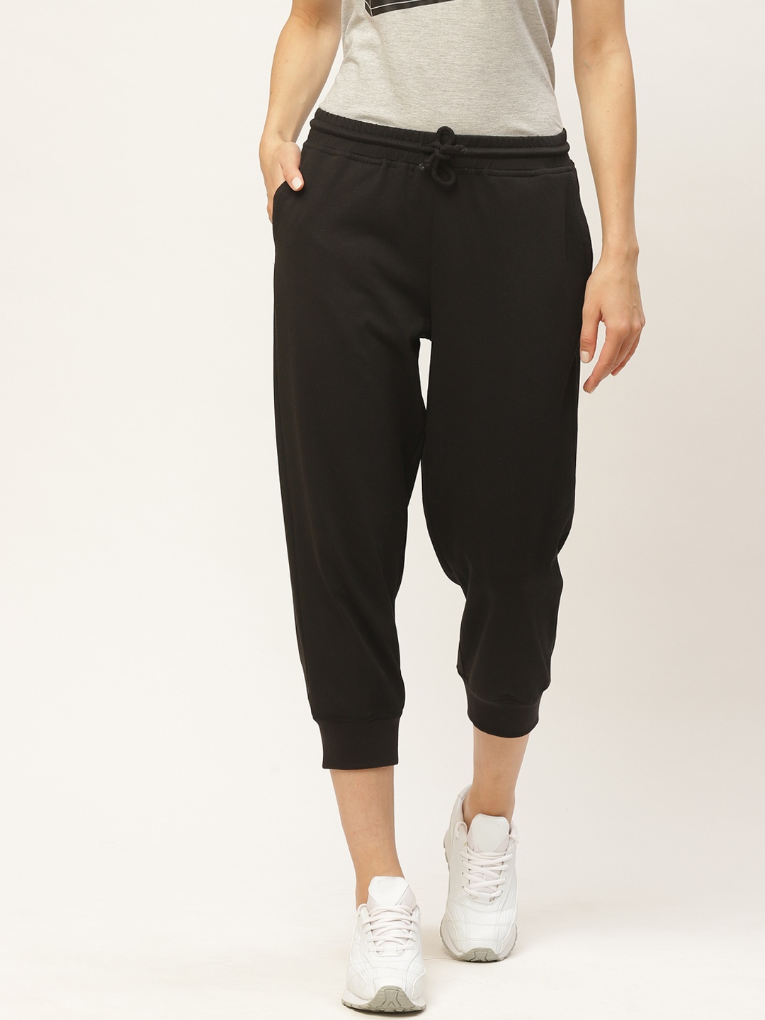 

Rute Women Black Solid Slim Fit Three-Fourth Joggers