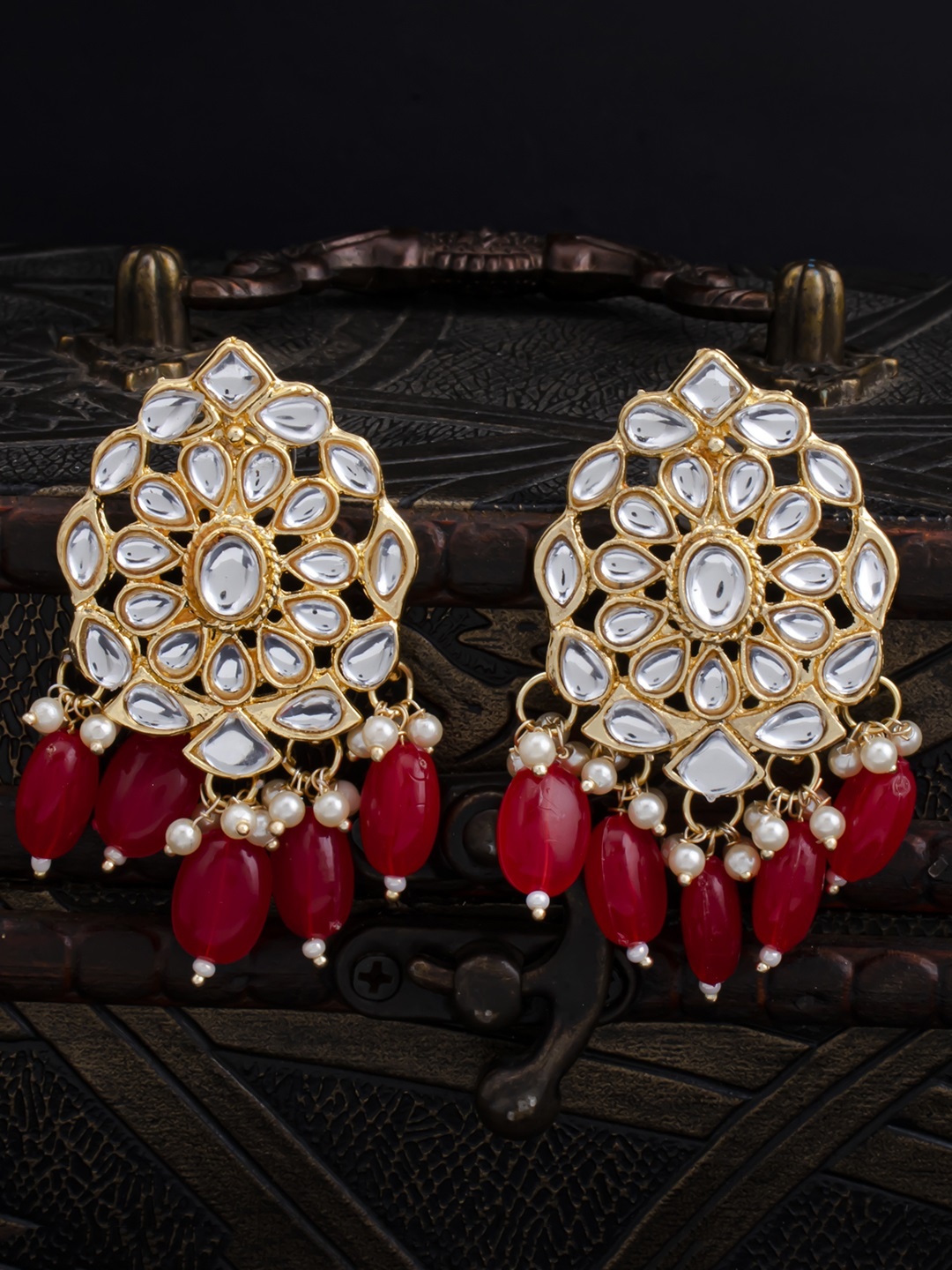 

Sukkhi Red Gold Plated Handcrafted Classic Drop Earrings