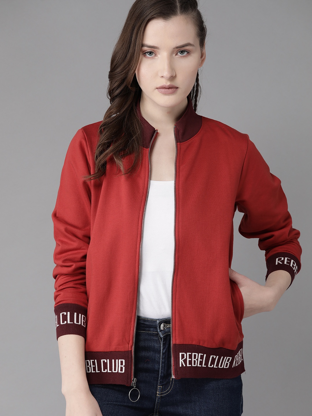 

Roadster Women Maroon Solid Sweatshirt