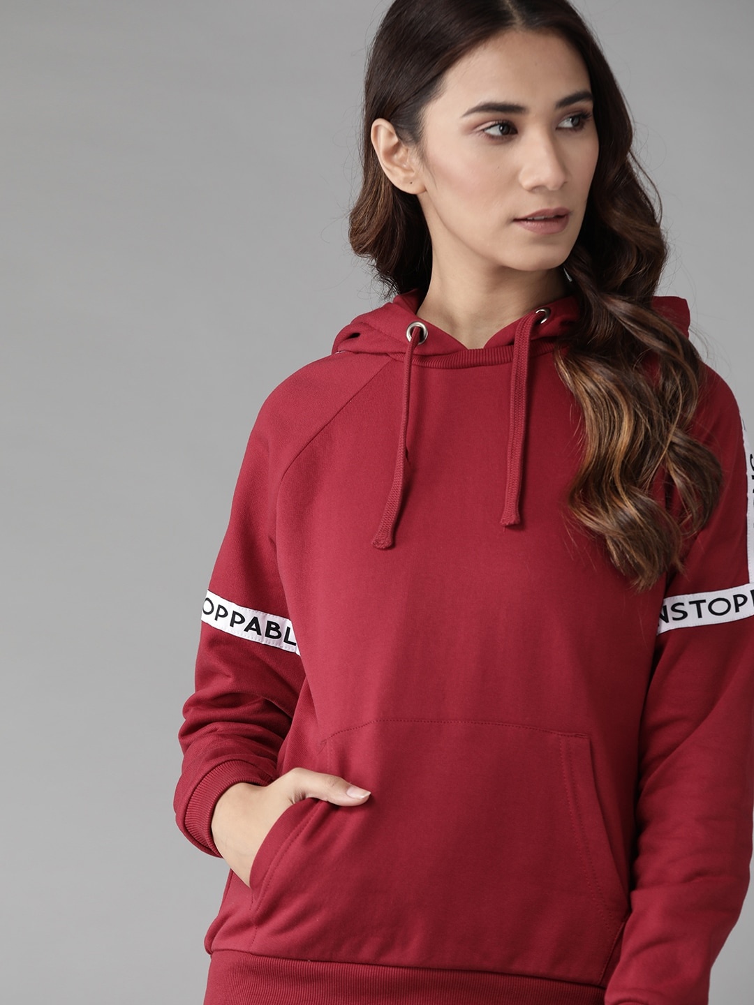 

Roadster Women Maroon Solid Antiviral Protective Finish Solid Sweatshirt