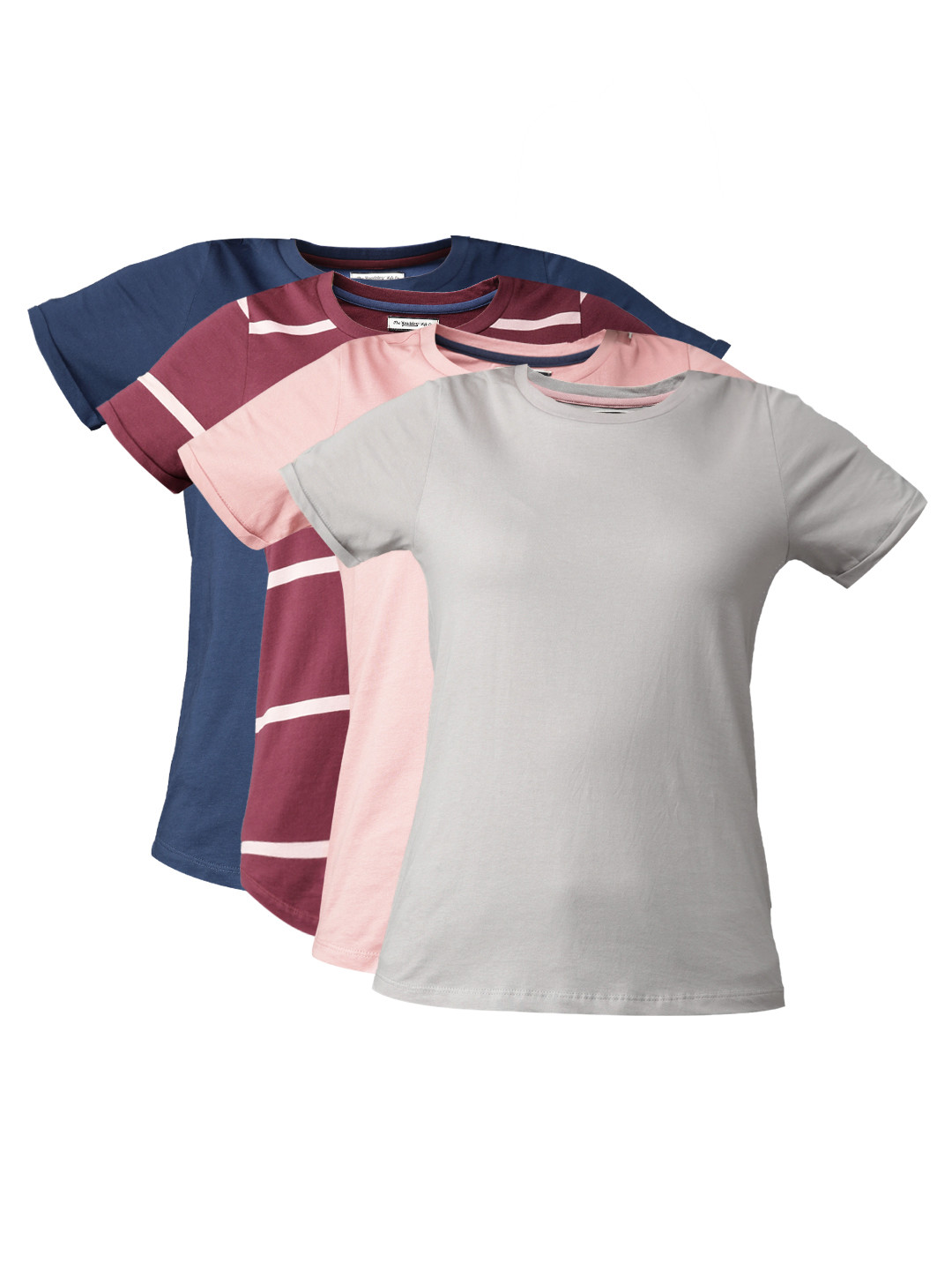 

Roadster Women Pack of 4 Pure Cotton Styled Back T-Shirts, Grey