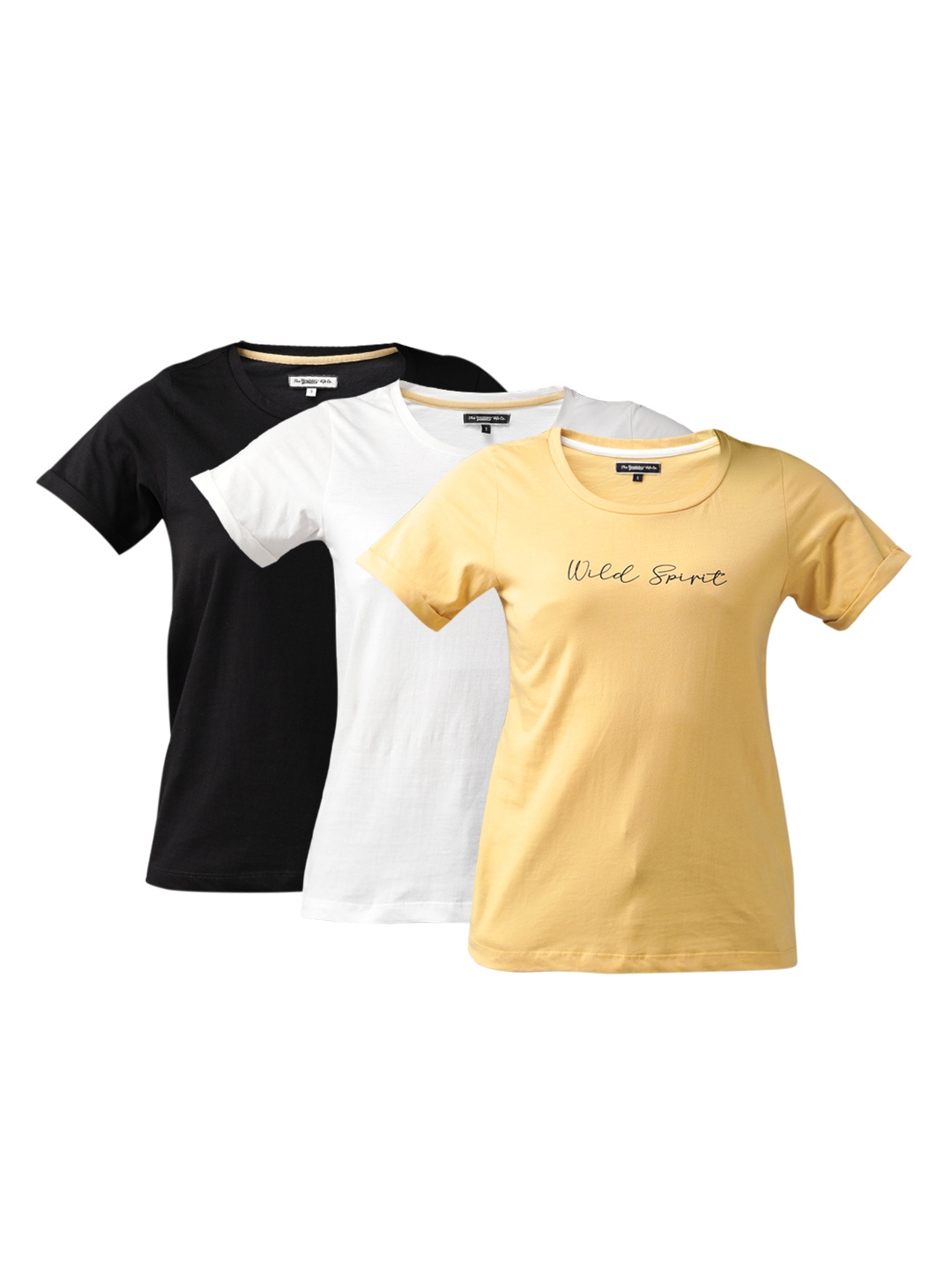 

Roadster Women Pack of 3 Solid Round Neck Pure Cotton T-shirts, Yellow