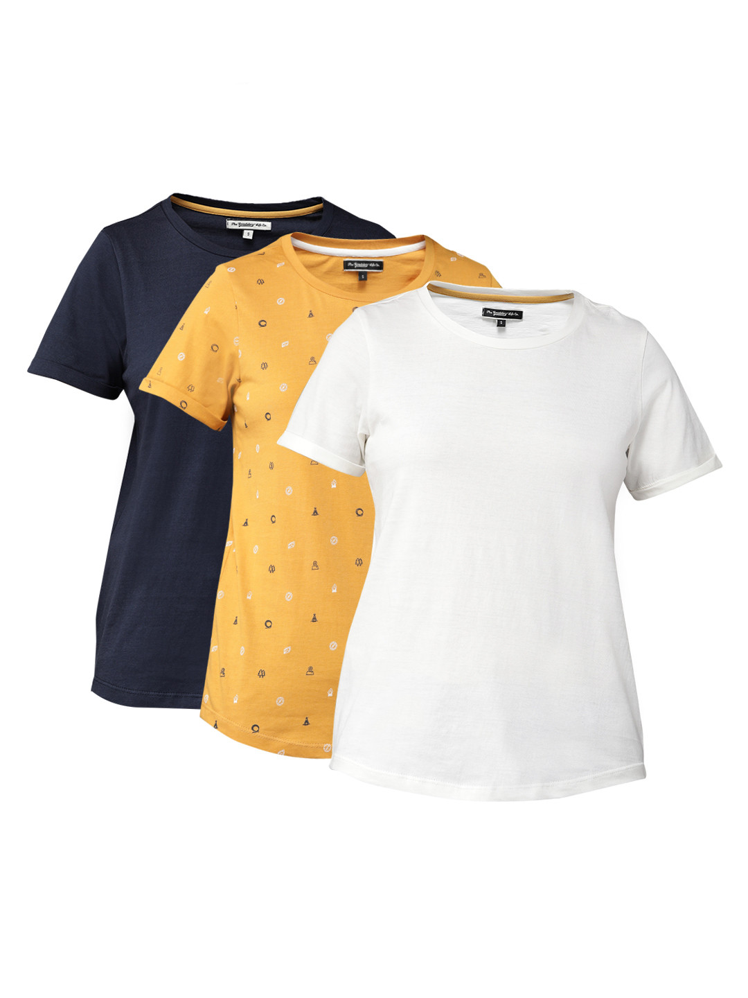 

Roadster Women Pack of 3 Pure Cotton T-shirts, Navy blue