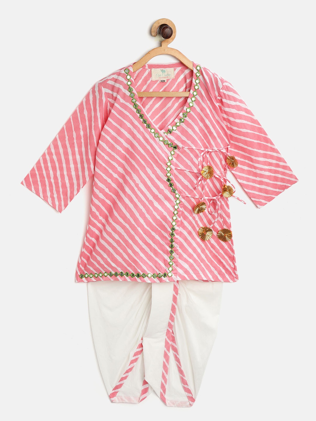 

Cute Couture Boys Pink & White Embroidered Kurta with Dhoti Pants