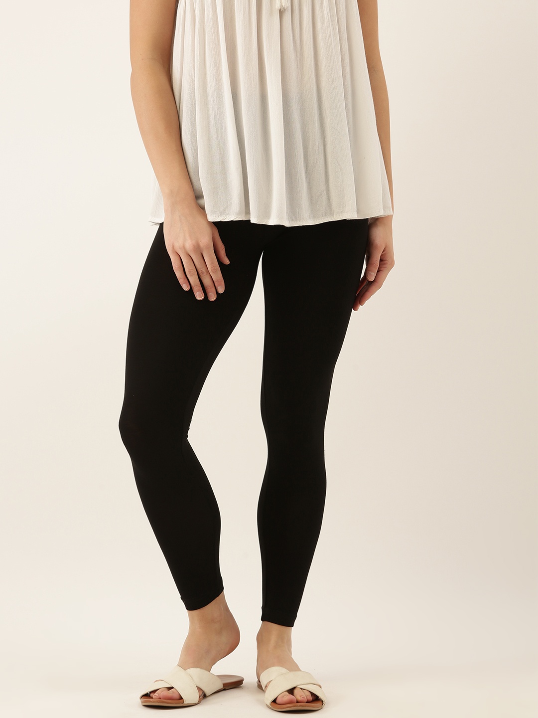 

zebu Women Black Solid Ankle Length Leggings