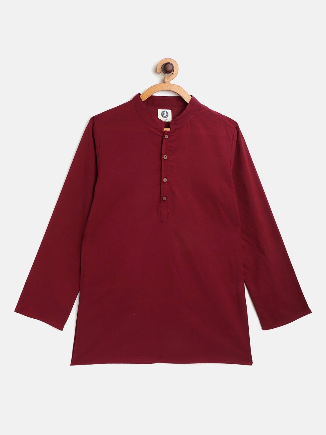 

YK Boys Maroon Solid Straight Kurta