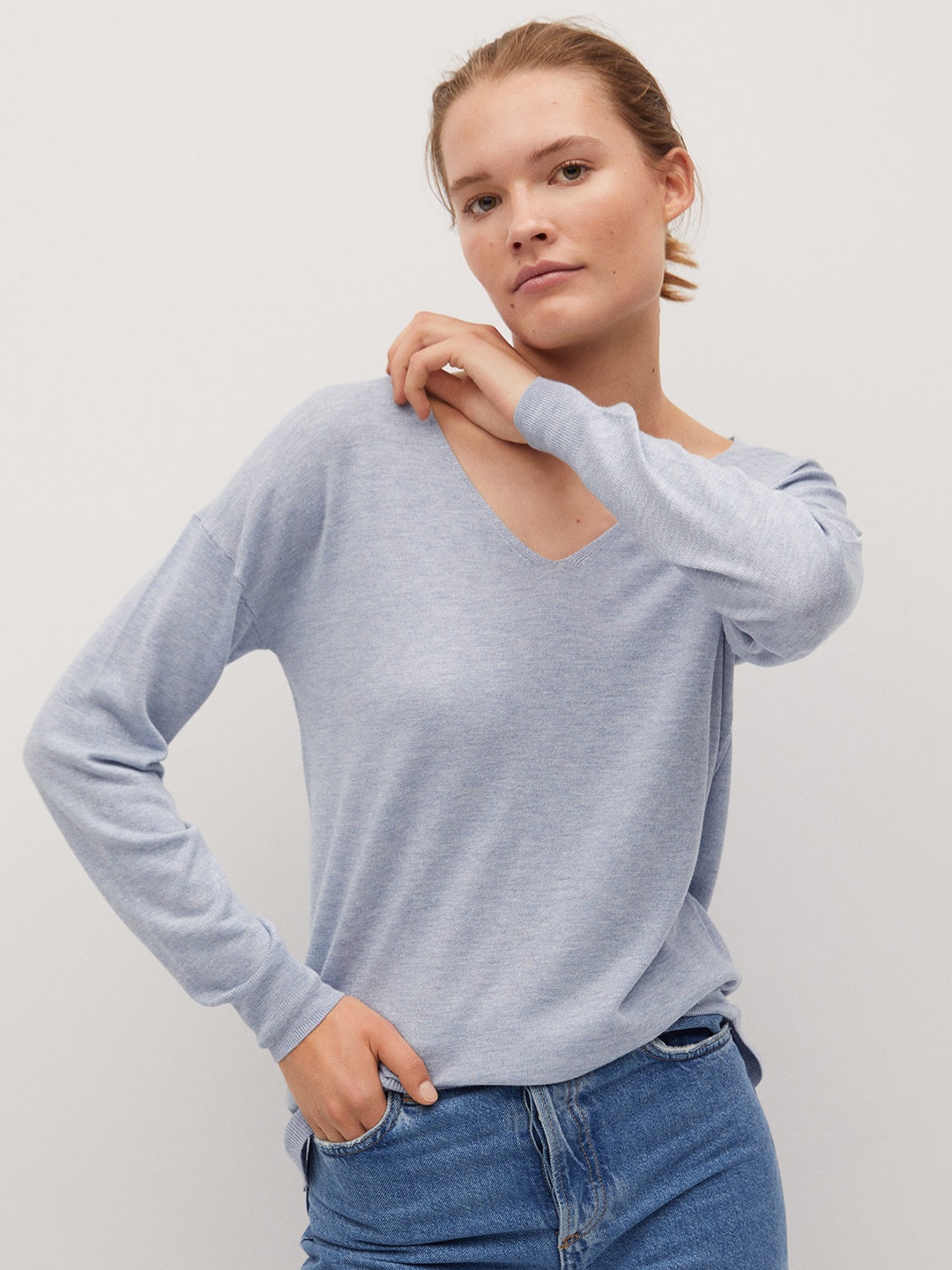 

MANGO Women Blue Sustainable Solid Pullover