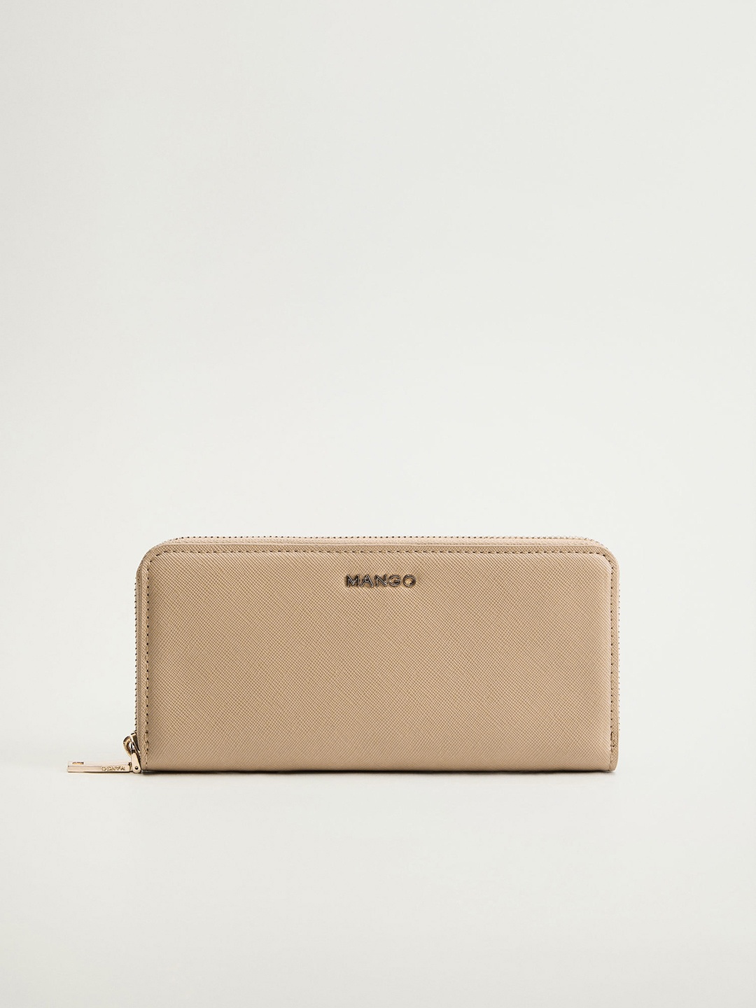 

MANGO Women Beige Solid Zip Around Wallet
