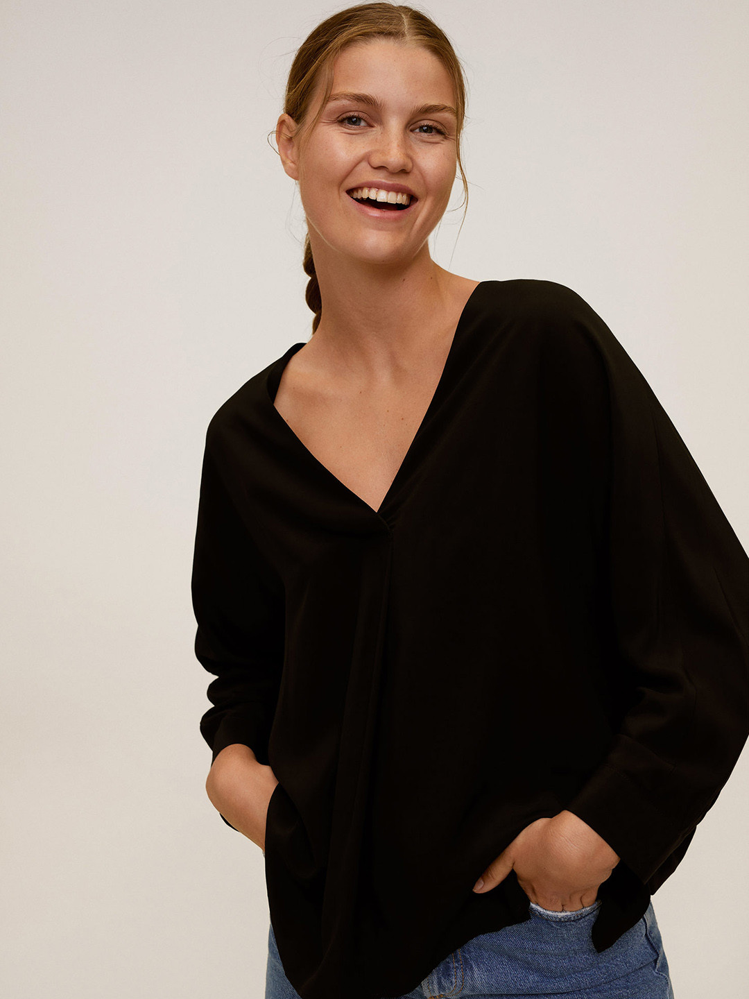 

MANGO Women Black Solid Top