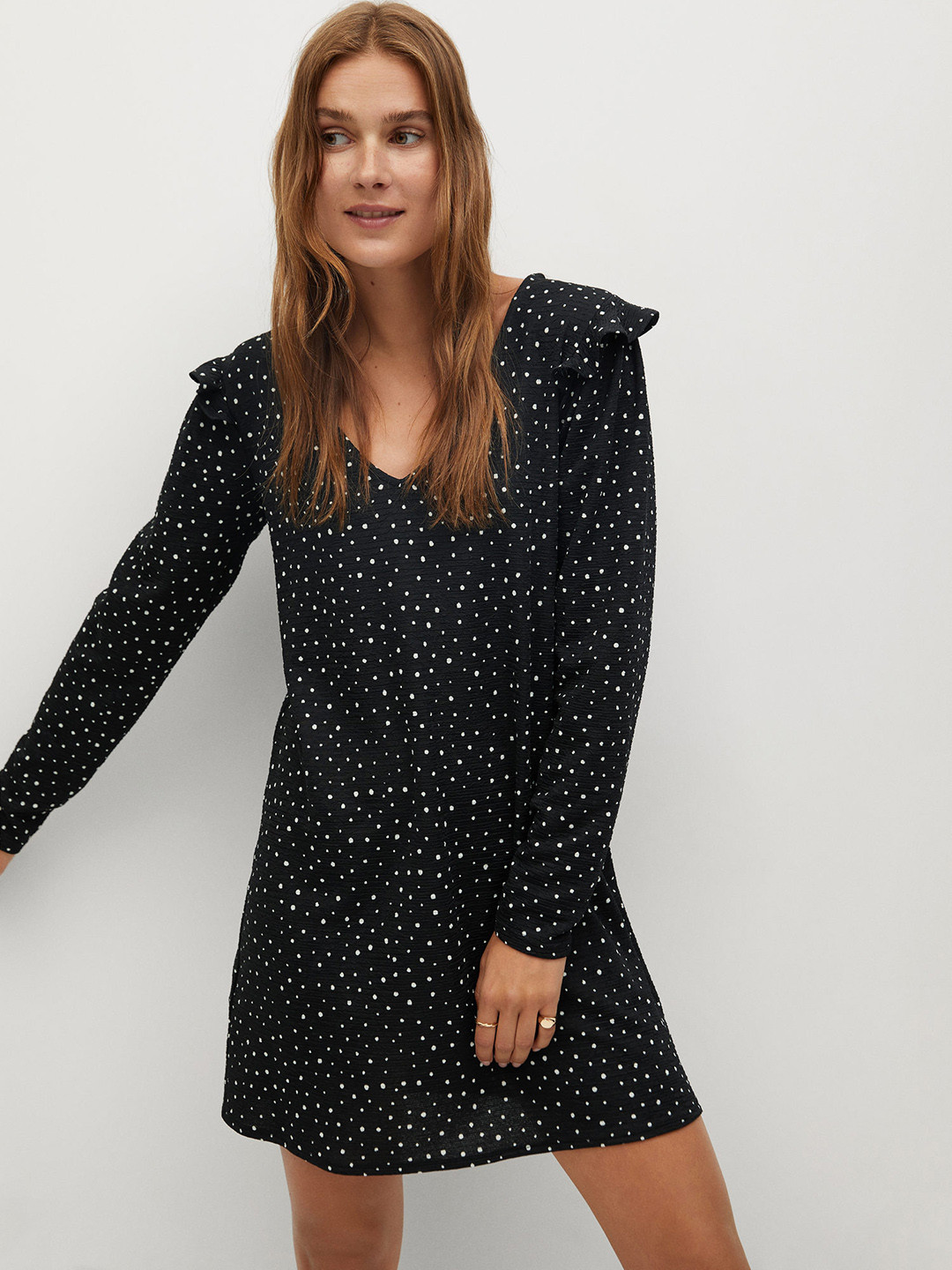 

MANGO Women Black & White Sustainable Abstract Print Mini A-Line Dress