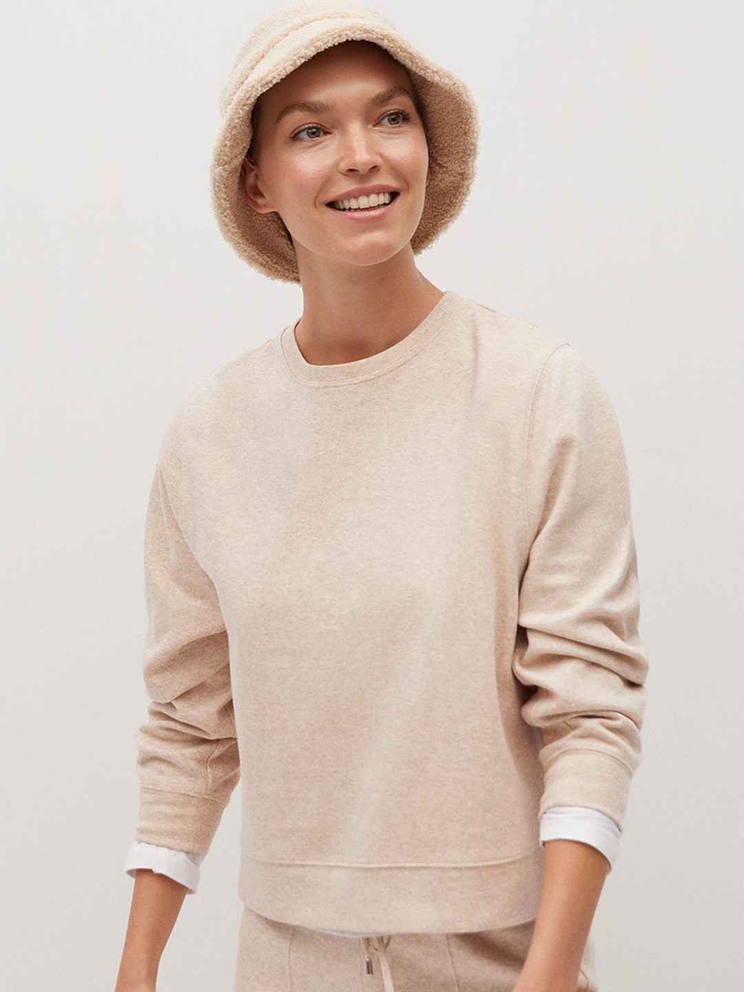 

MANGO Women Off-White Sustainable Solid Sweatshirt