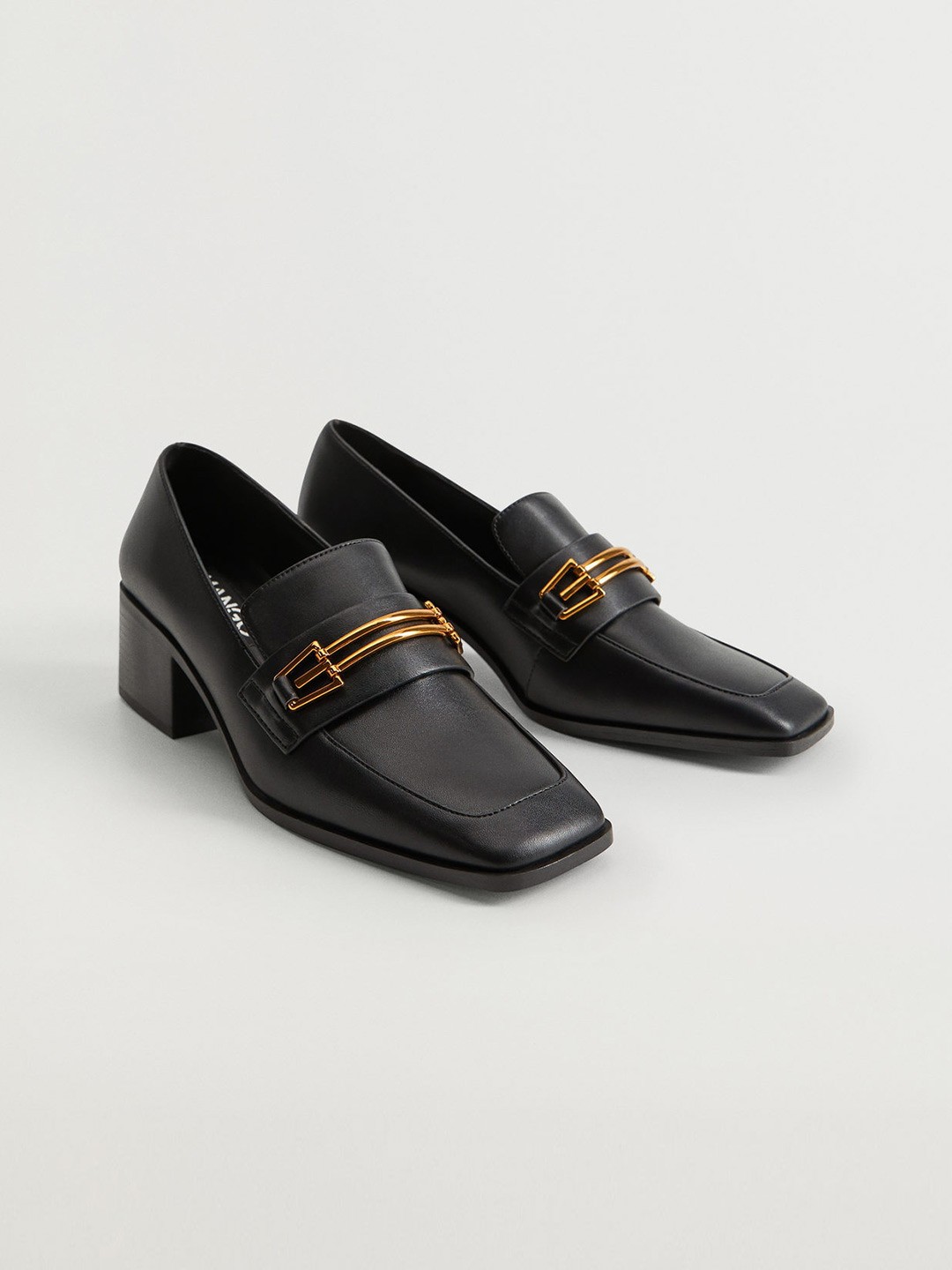 

MANGO Women Black Solid Heeled Pumps