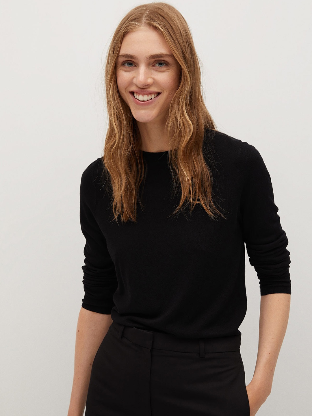 

MANGO Women Black Sustainable Solid Pullover