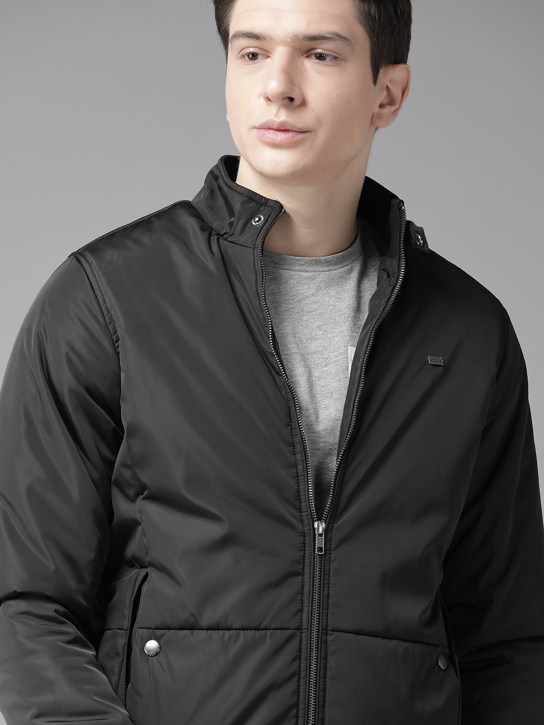 

Roadster Men Black Solid Bomber Jacket