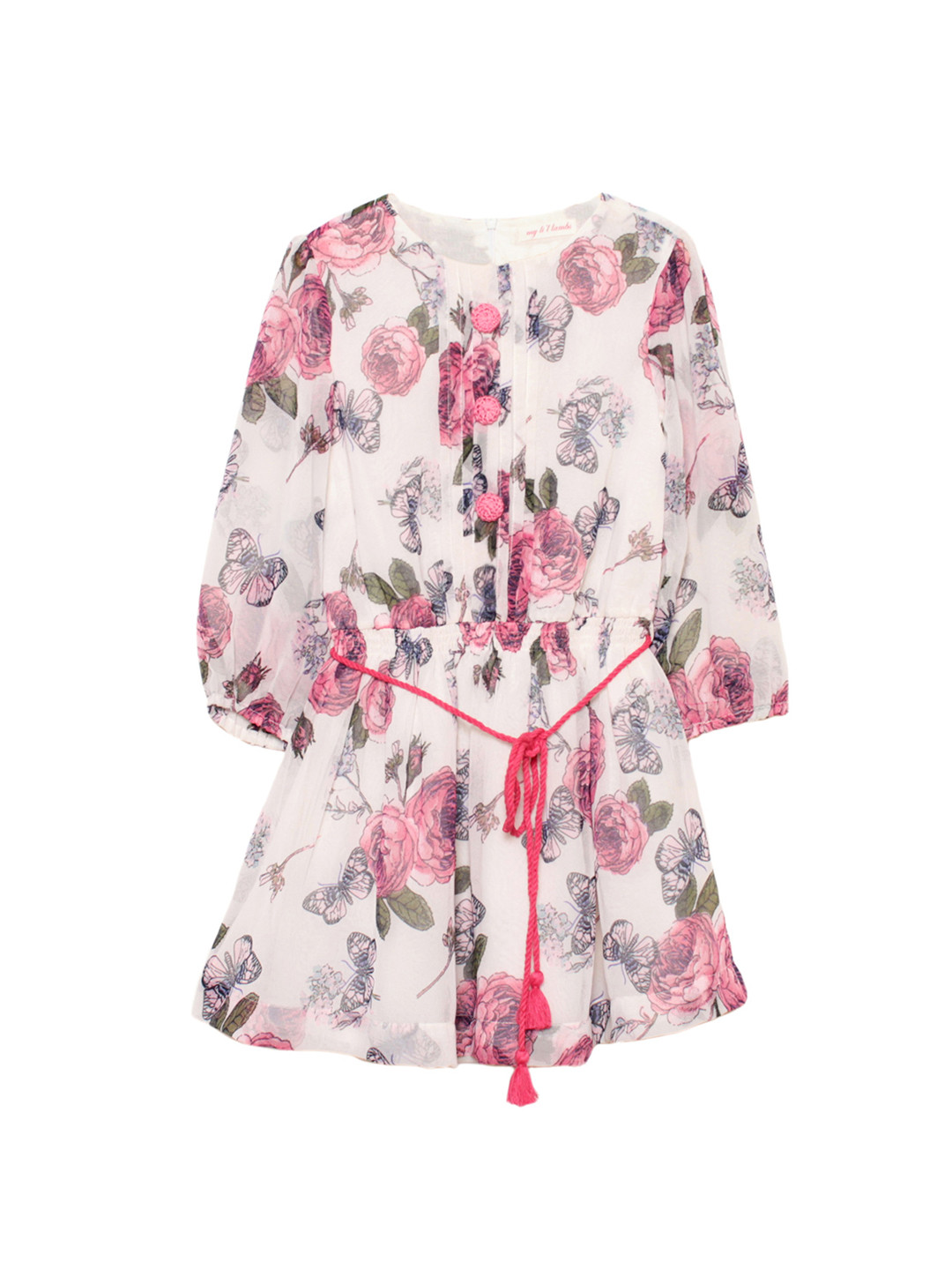 

My Little Lambs Girls White Floral Print Fit & Flare Dress