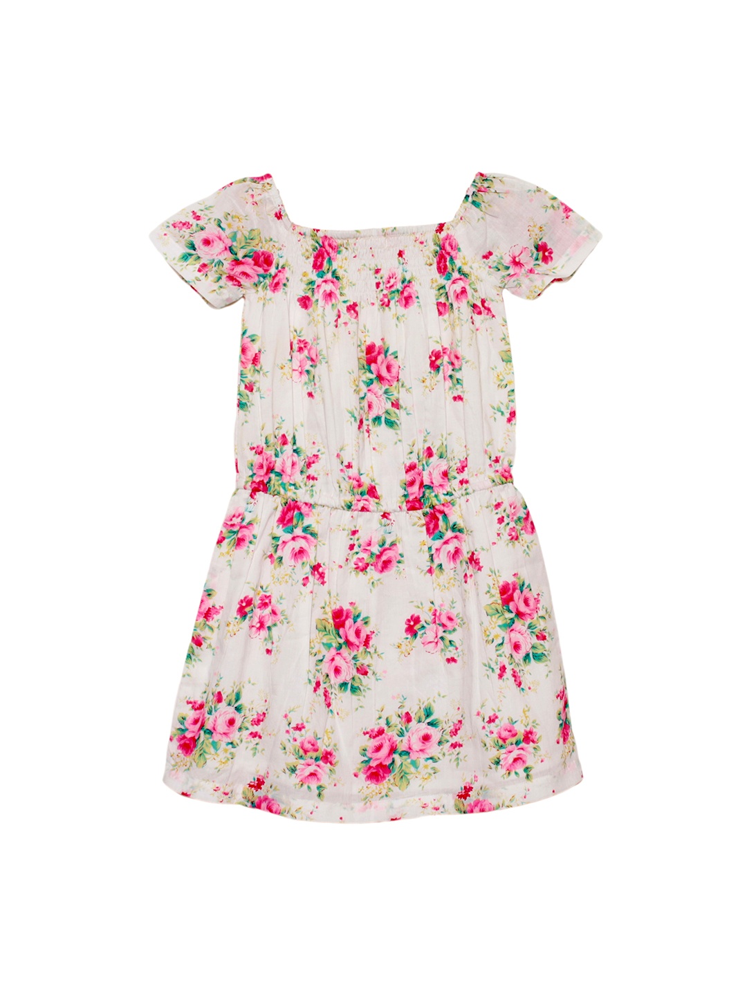 

My Little Lambs Girls White Floral Print Fit & Flare Dress