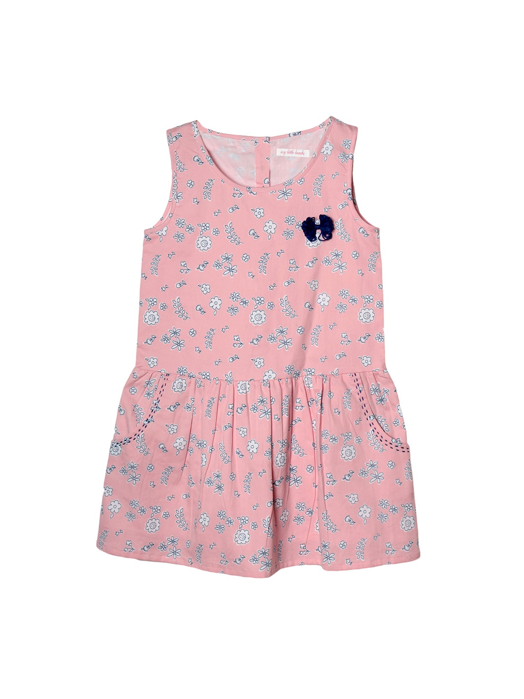 

My Little Lambs Girls Pink Floral Print A-Line Dress