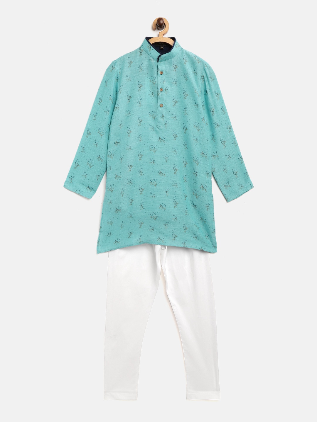 

Readiprint Fashions Boys Blue & White Abstract Print Straight Kurta with Churidar
