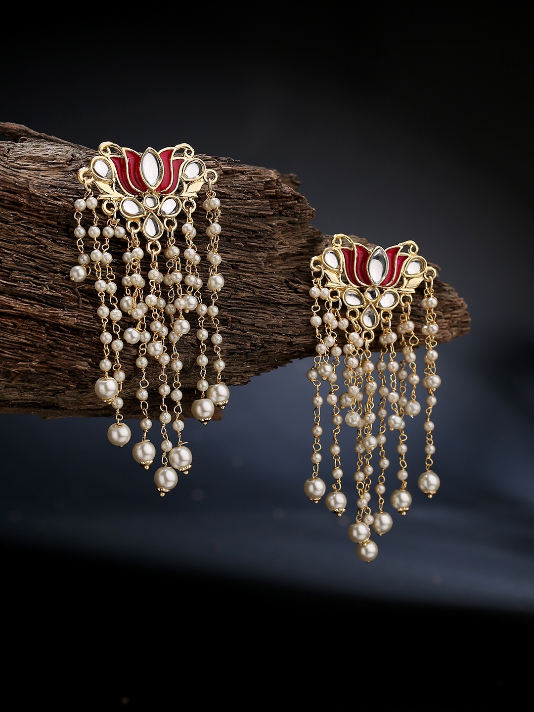 

LAIDA Gold-Plated & White Contemporary Drop Earrings