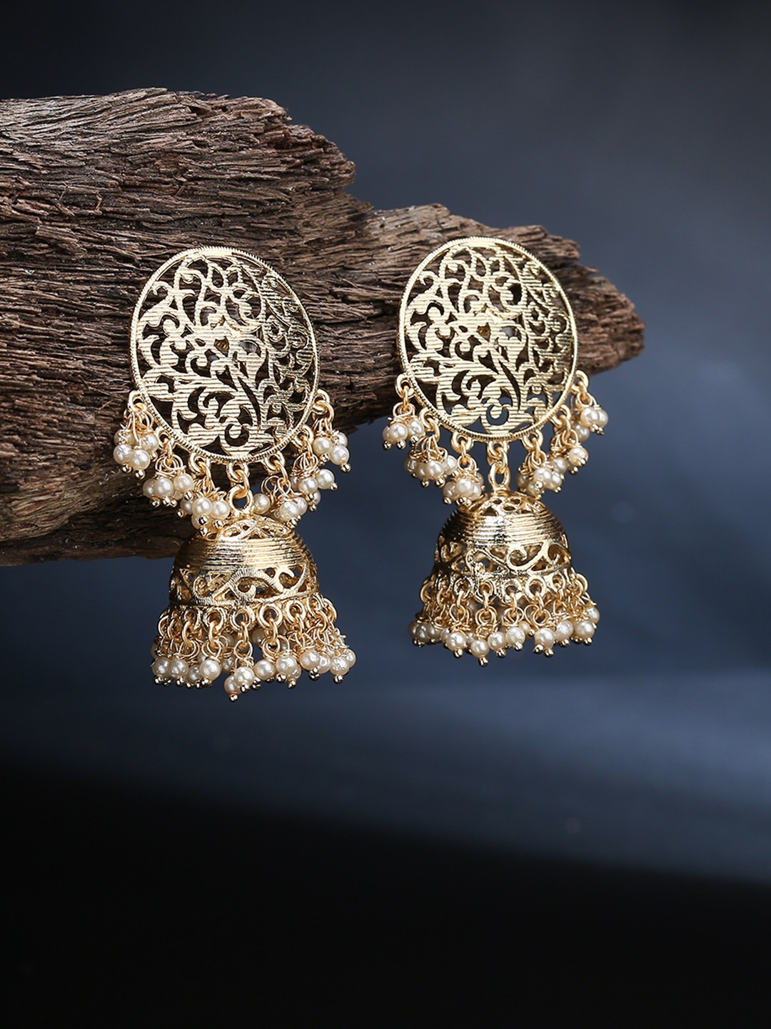 

LAIDA Gold-Toned Gold Plated Dome Shaped Jhumkas